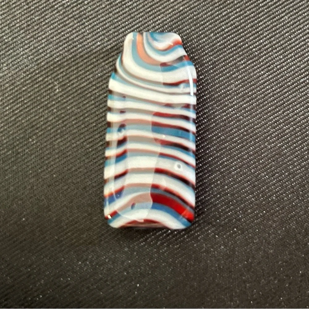 Vintage Striped Glass Pendant in White, Blue & Red